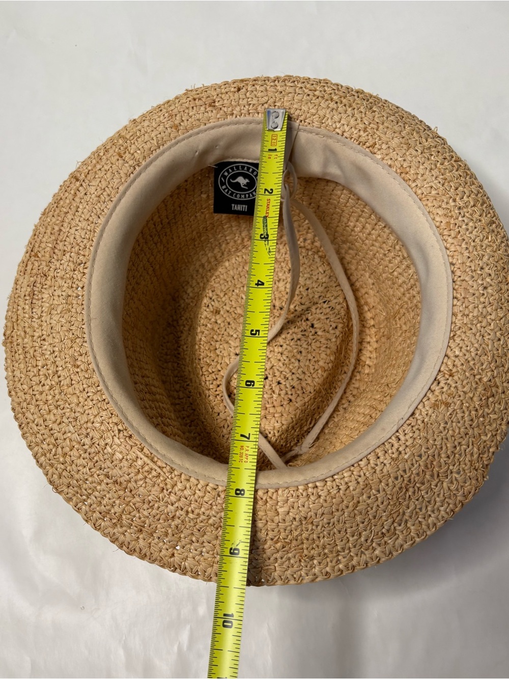 Wallaroo Raffia Tahiti Handwoven Straw Fedora Sun Hat Turquoise Bead Trim - Picture 6 of 8